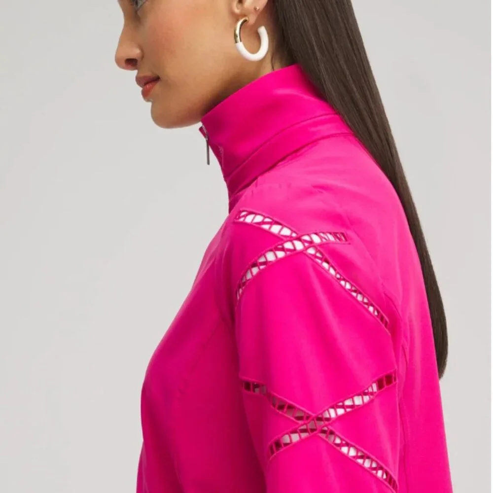 Chico's size 16 Pink Zenergy UPF‎ 50 Sun Protection Neema Lattice Jacket Active